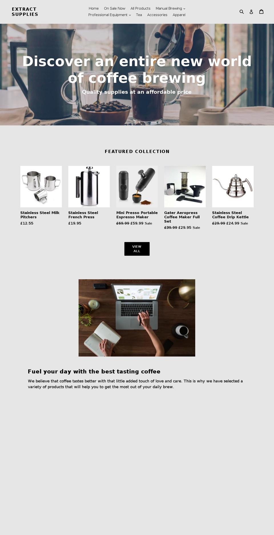 extract-supplies.com — Shopify storefront screenshot