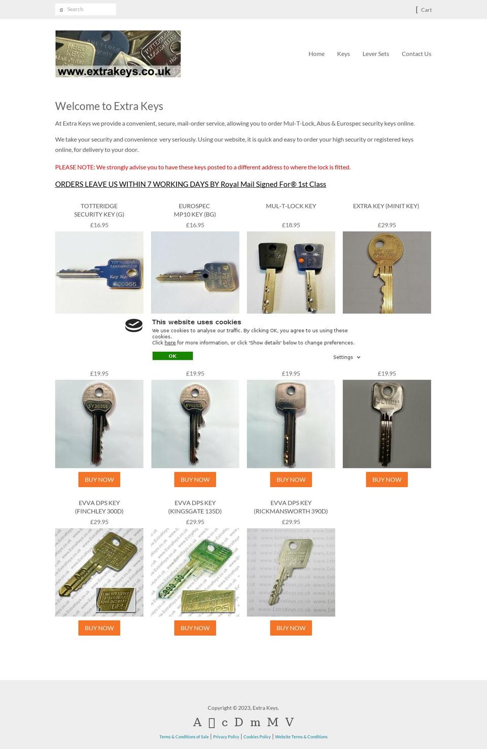 extrakeys.co.uk shopify website screenshot