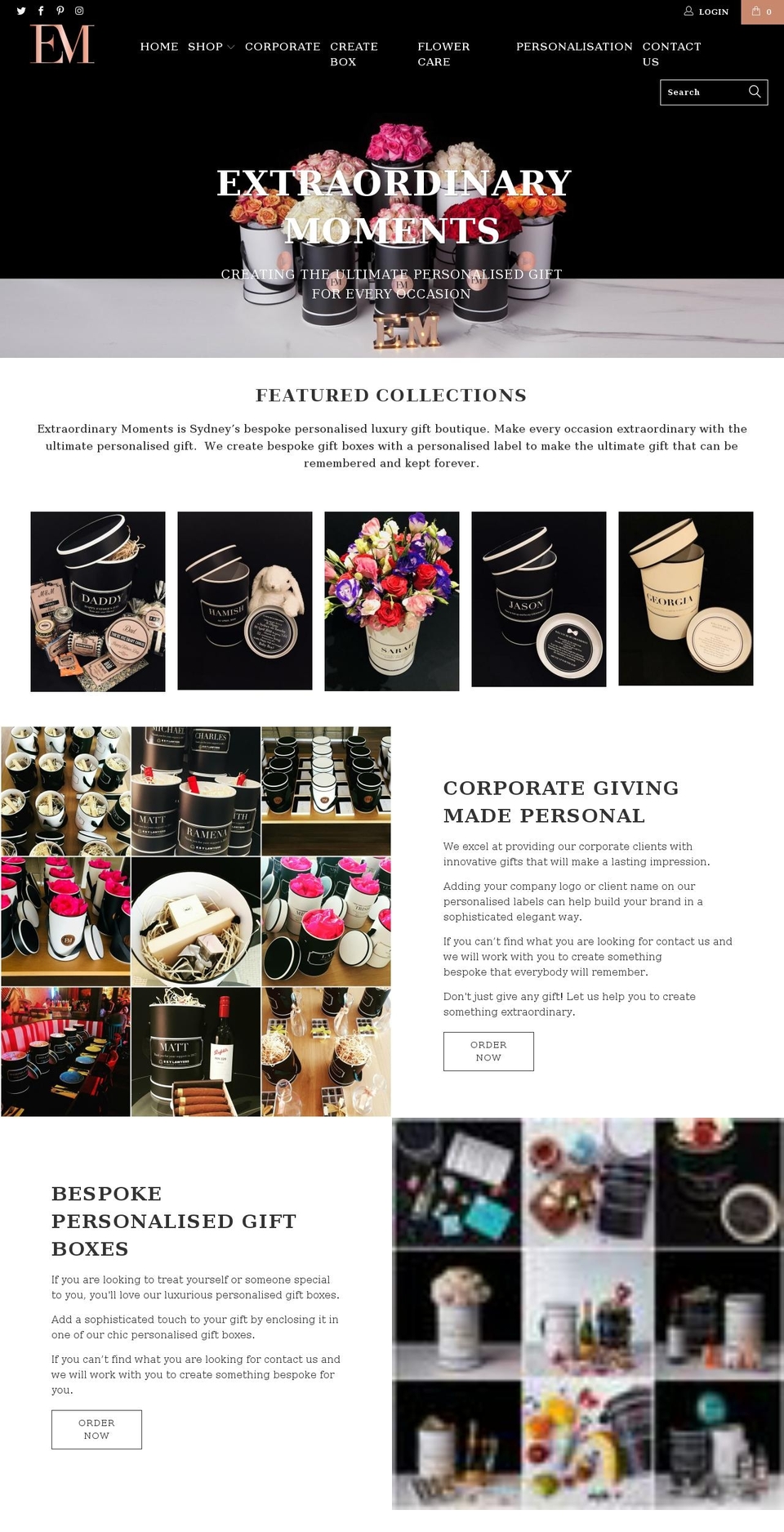extraordinarymoments.com.au shopify website screenshot