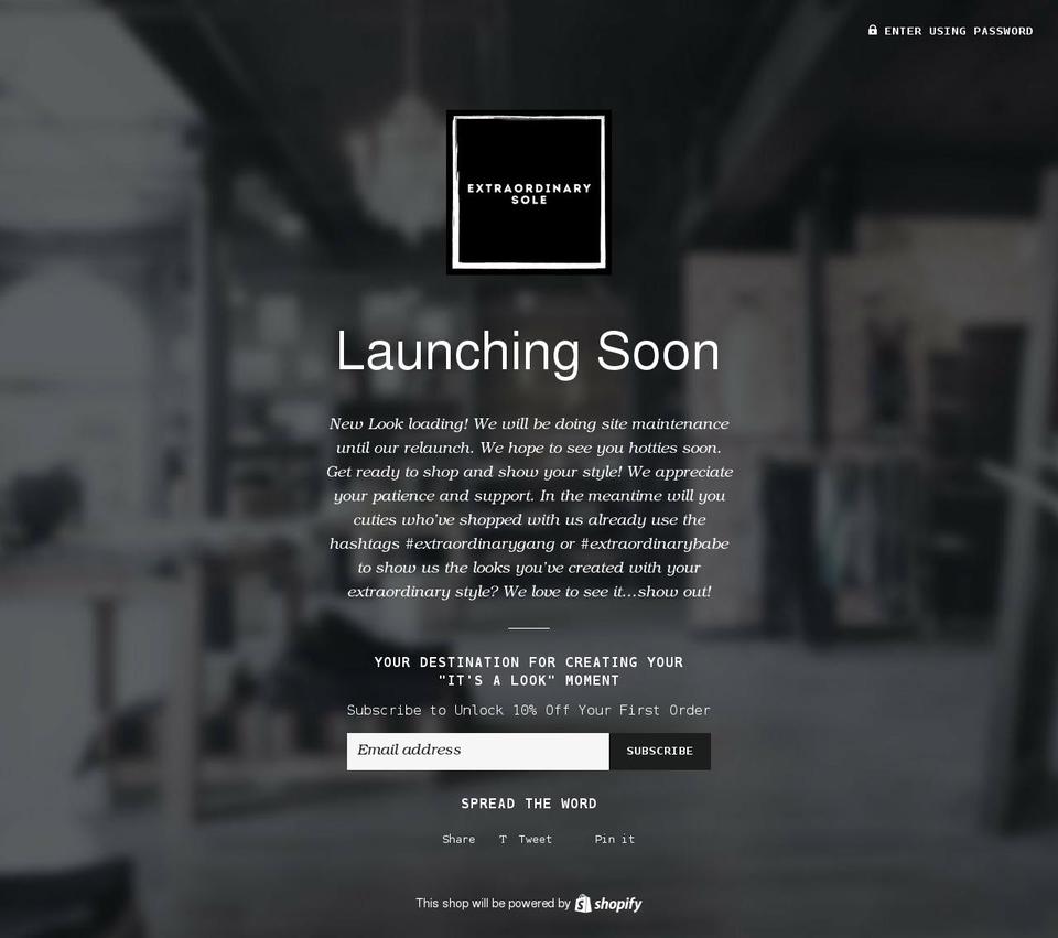 extraordinarysole.com shopify website screenshot