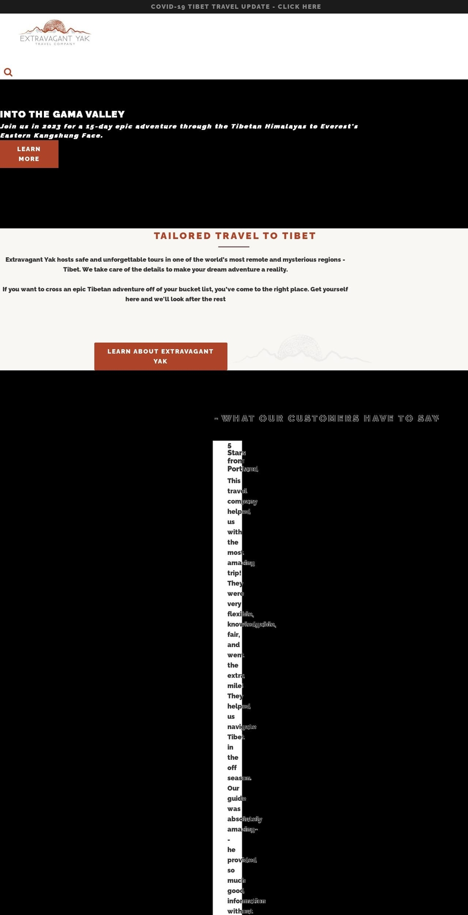 extravagantyak.com shopify website screenshot