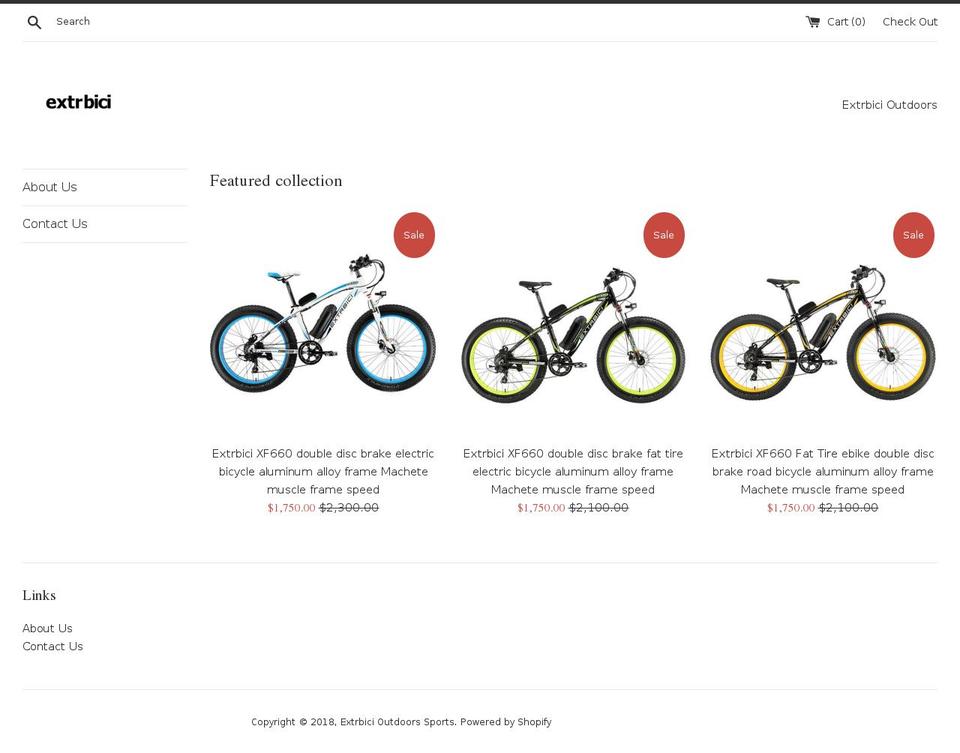 extrbici.com — Shopify storefront screenshot