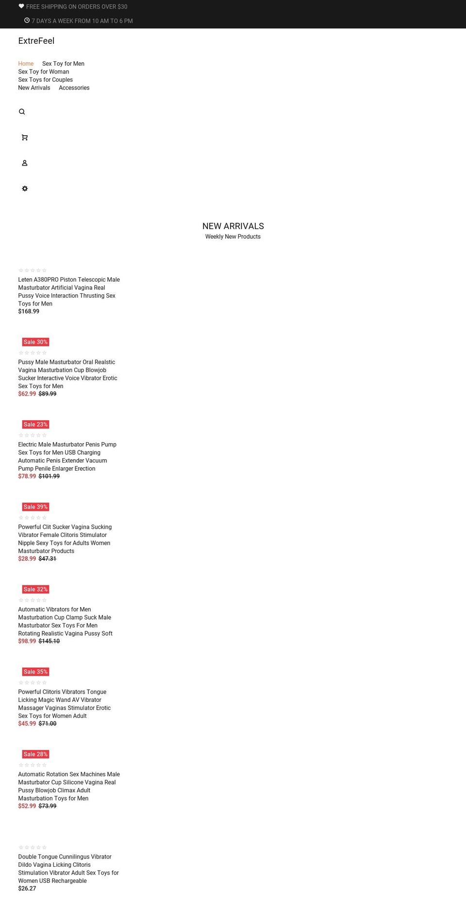 extrefeel.com shopify website screenshot