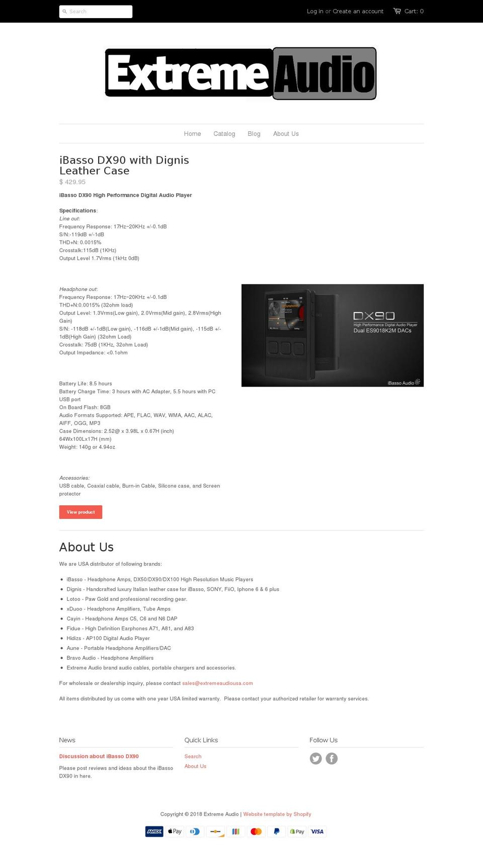 extremeaudios.com shopify website screenshot