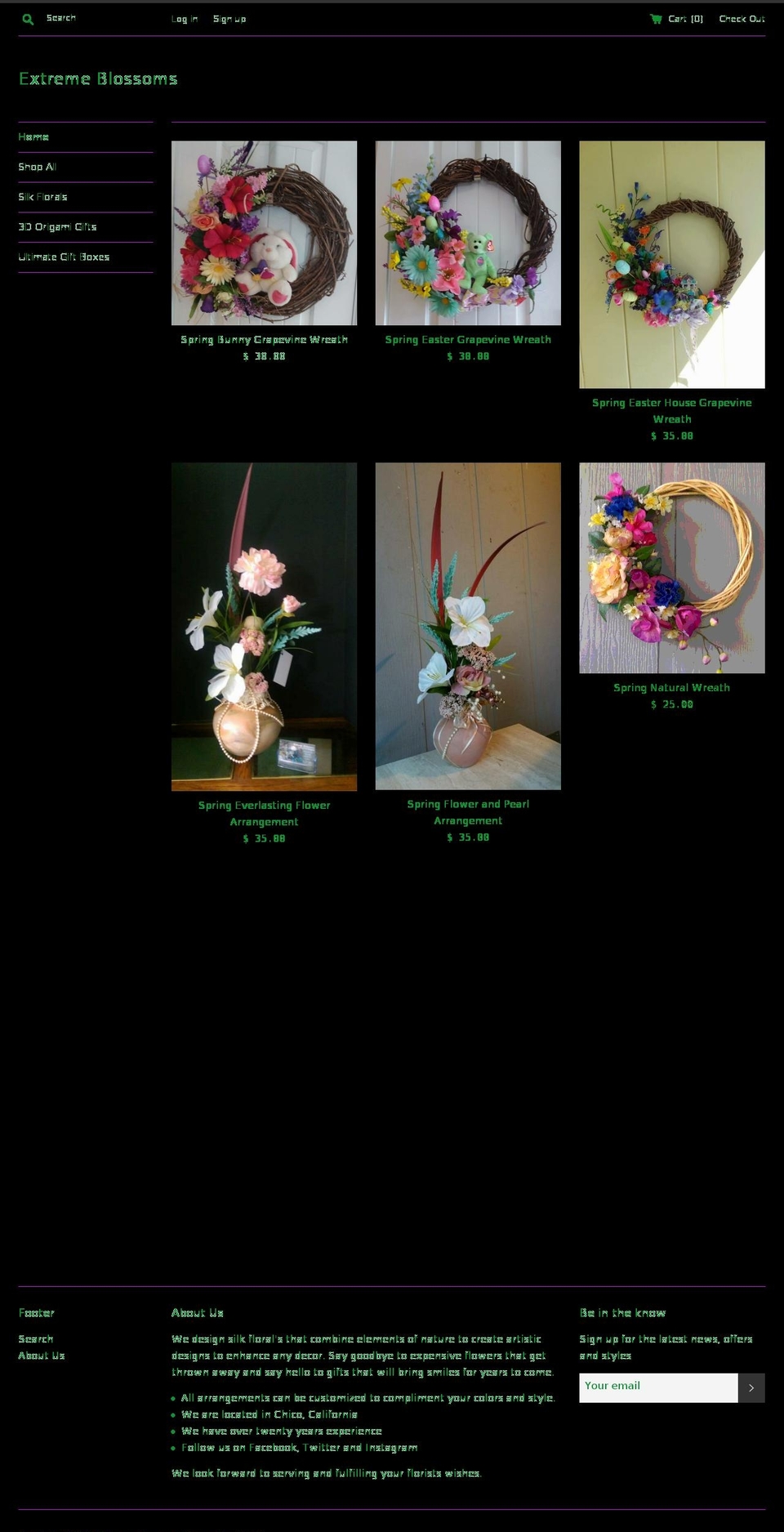 extremeblossoms.com shopify website screenshot