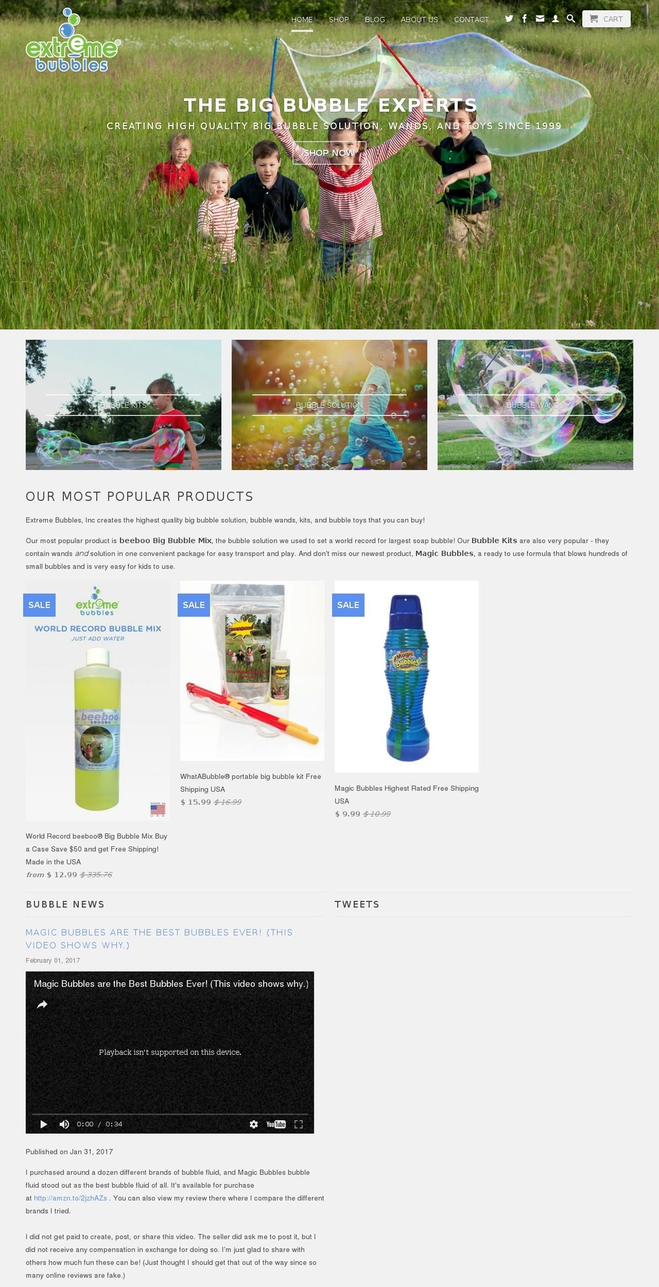 extremebubbles.com shopify website screenshot