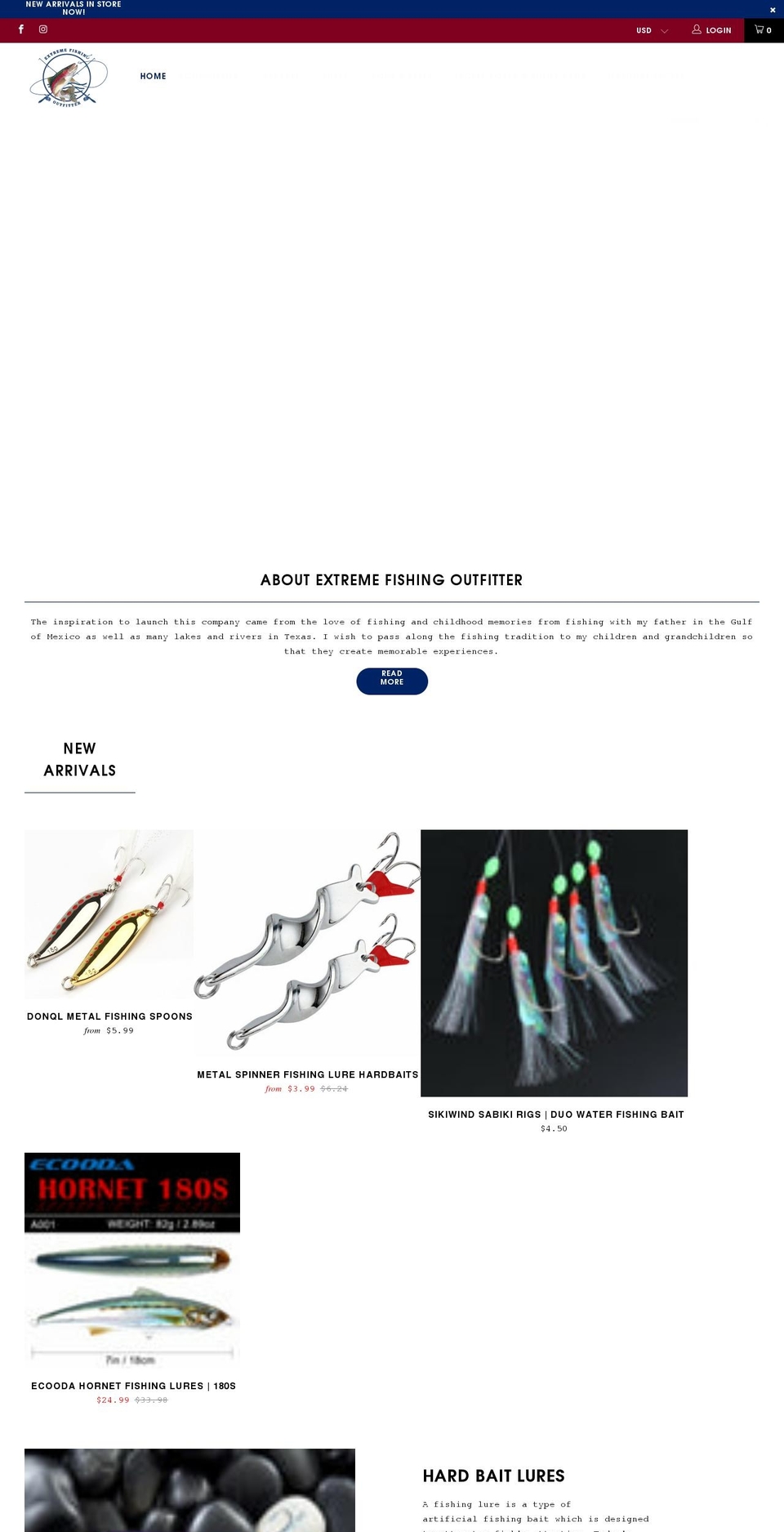 extremefishingoutfitter.com shopify website screenshot