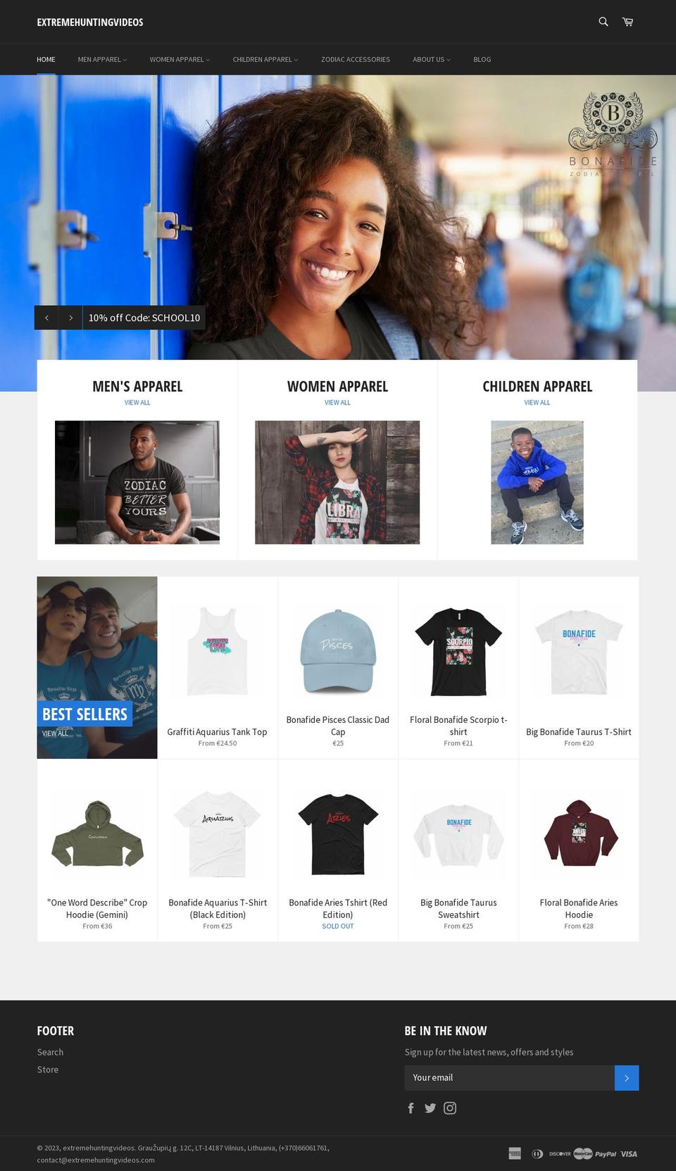 extremehuntingvideos.com shopify website screenshot