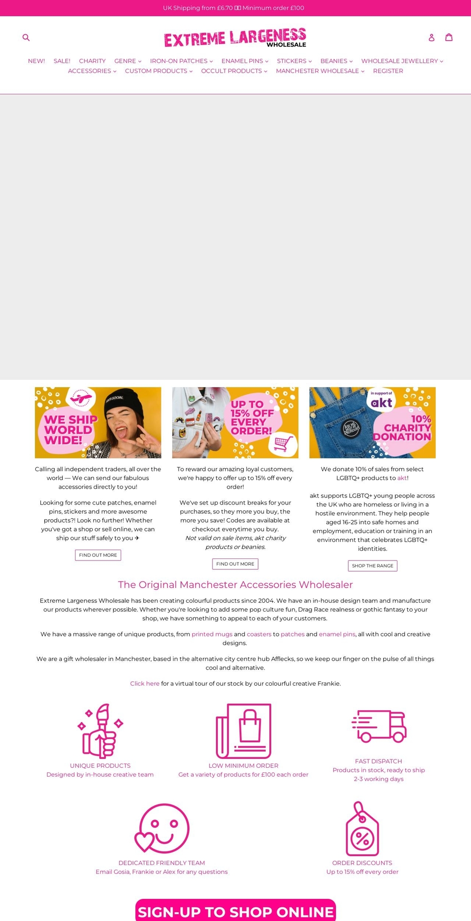 extremelargenesswholesale.com — Shopify storefront screenshot