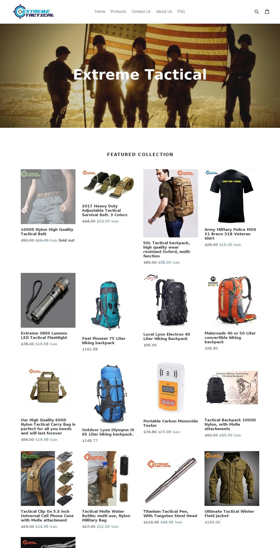 extremetacticalshop.com — Shopify storefront screenshot
