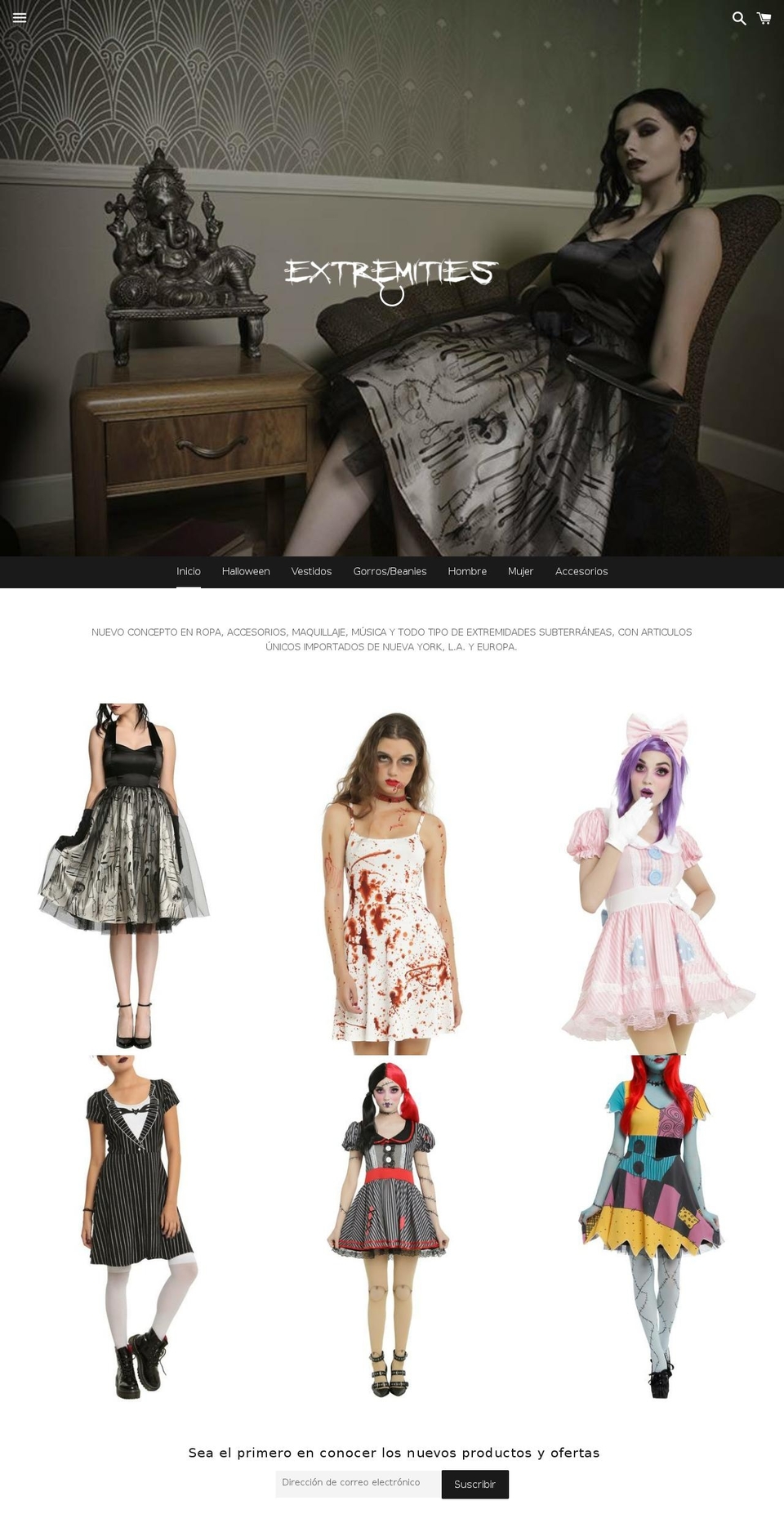 extremitiesboutique.com shopify website screenshot