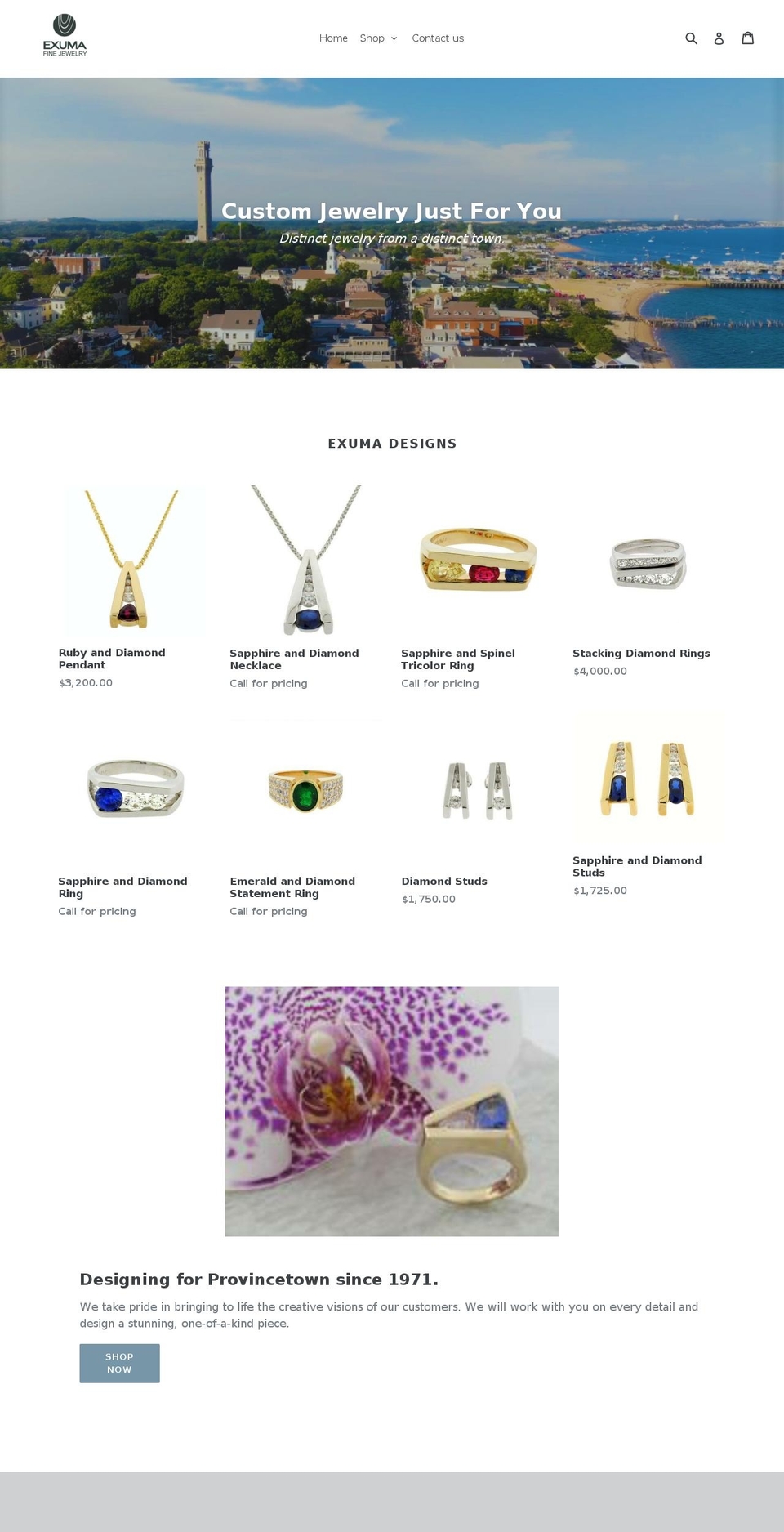 exumadesigns.com shopify website screenshot