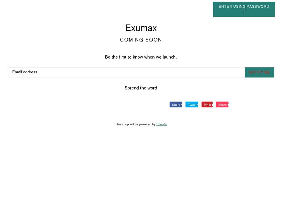 exumax.com shopify website screenshot