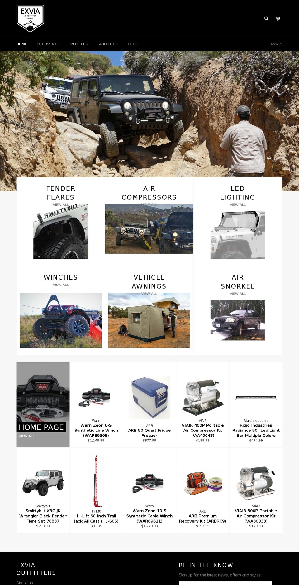 exviaoutfitters.com — Shopify storefront screenshot