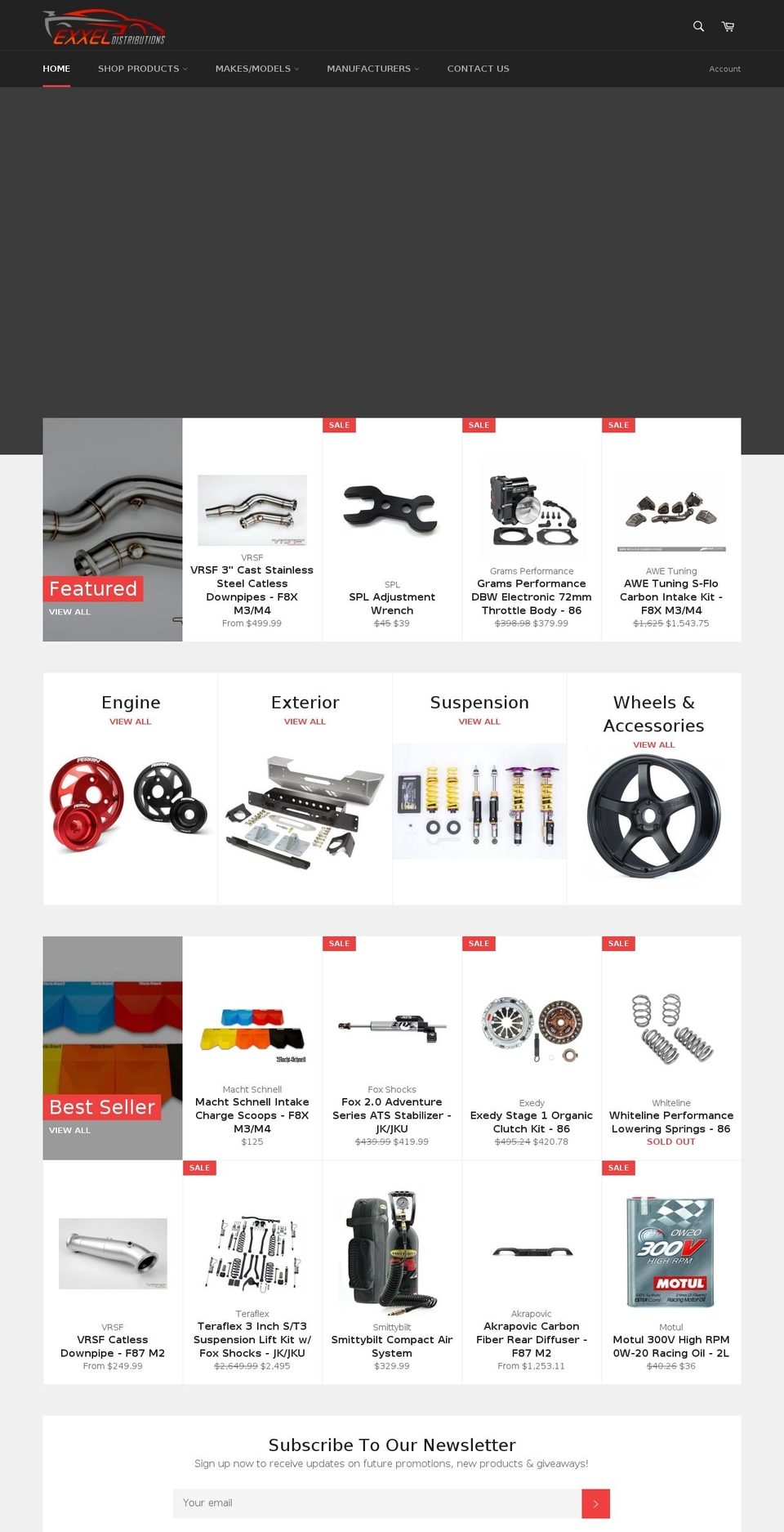 exxeldistributions.net shopify website screenshot