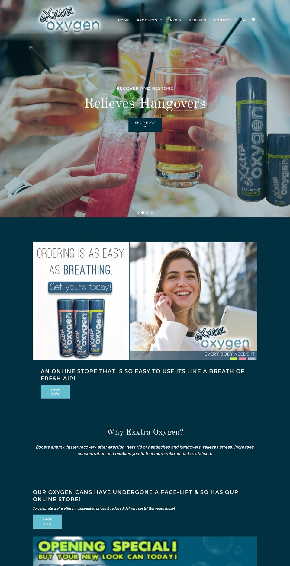 exxtraoxygen.com shopify website screenshot