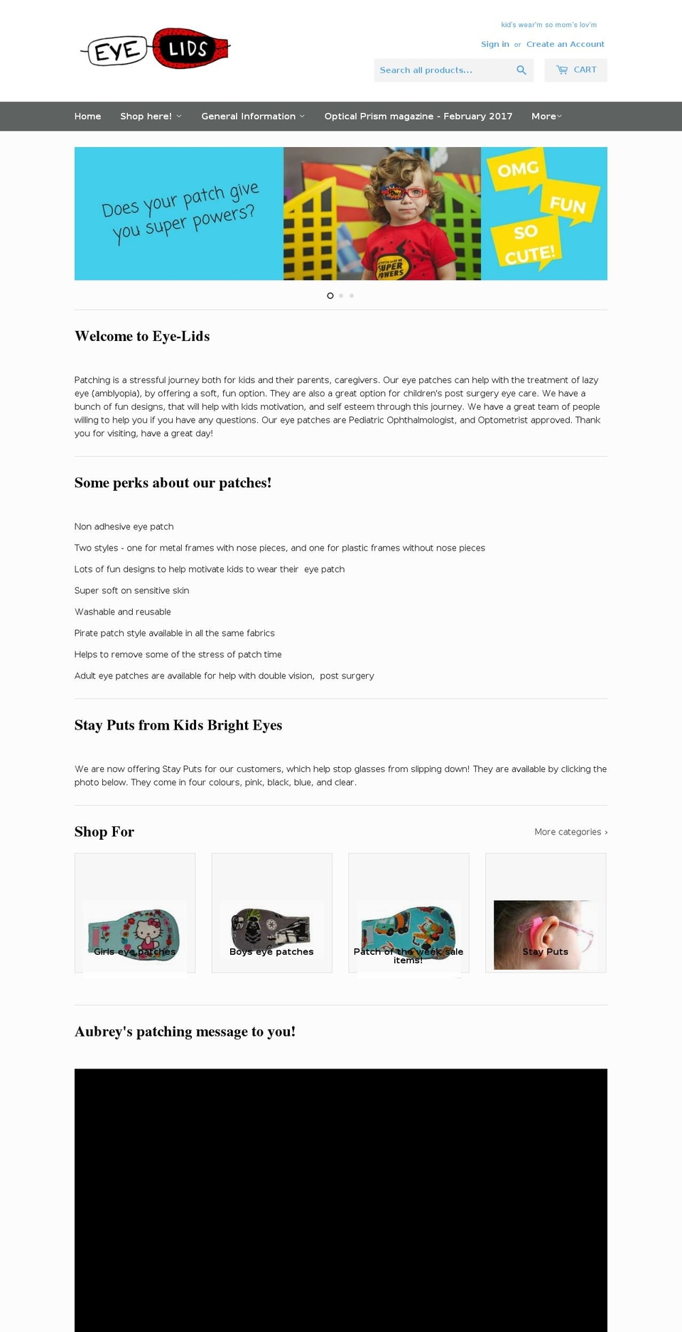 eye-lids4kids.com — Shopify storefront screenshot