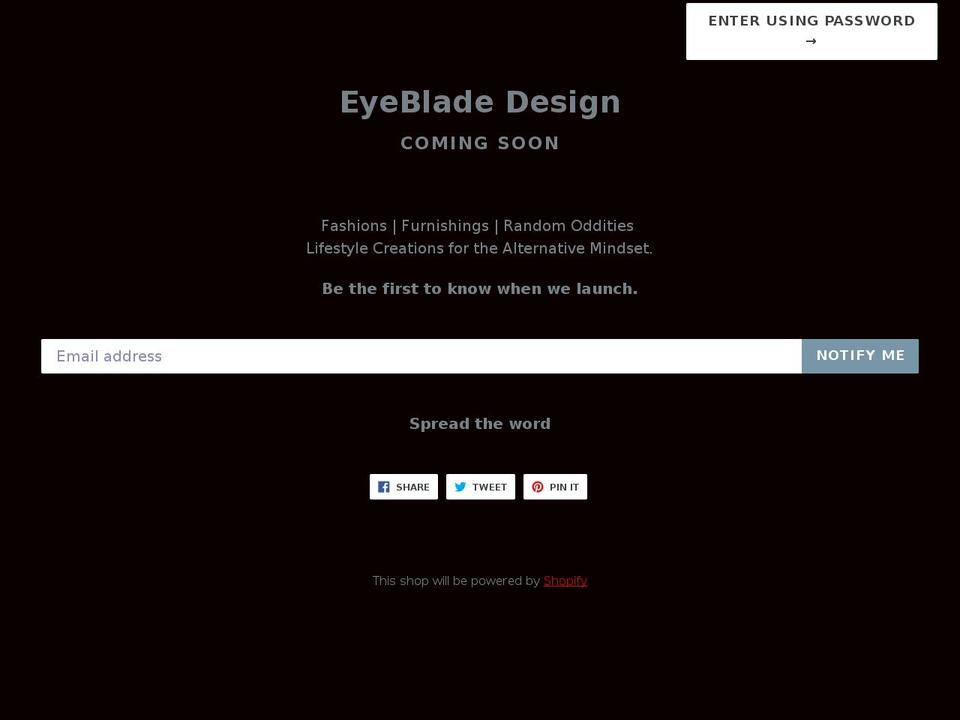 eyebladedesign.com — Shopify storefront screenshot