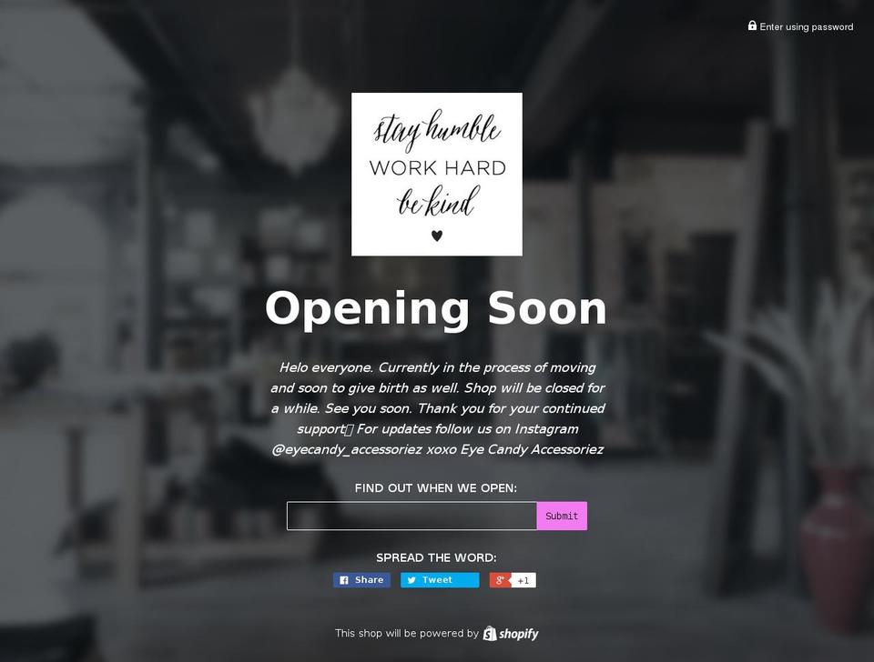 eyecandyaccessoriez.com shopify website screenshot