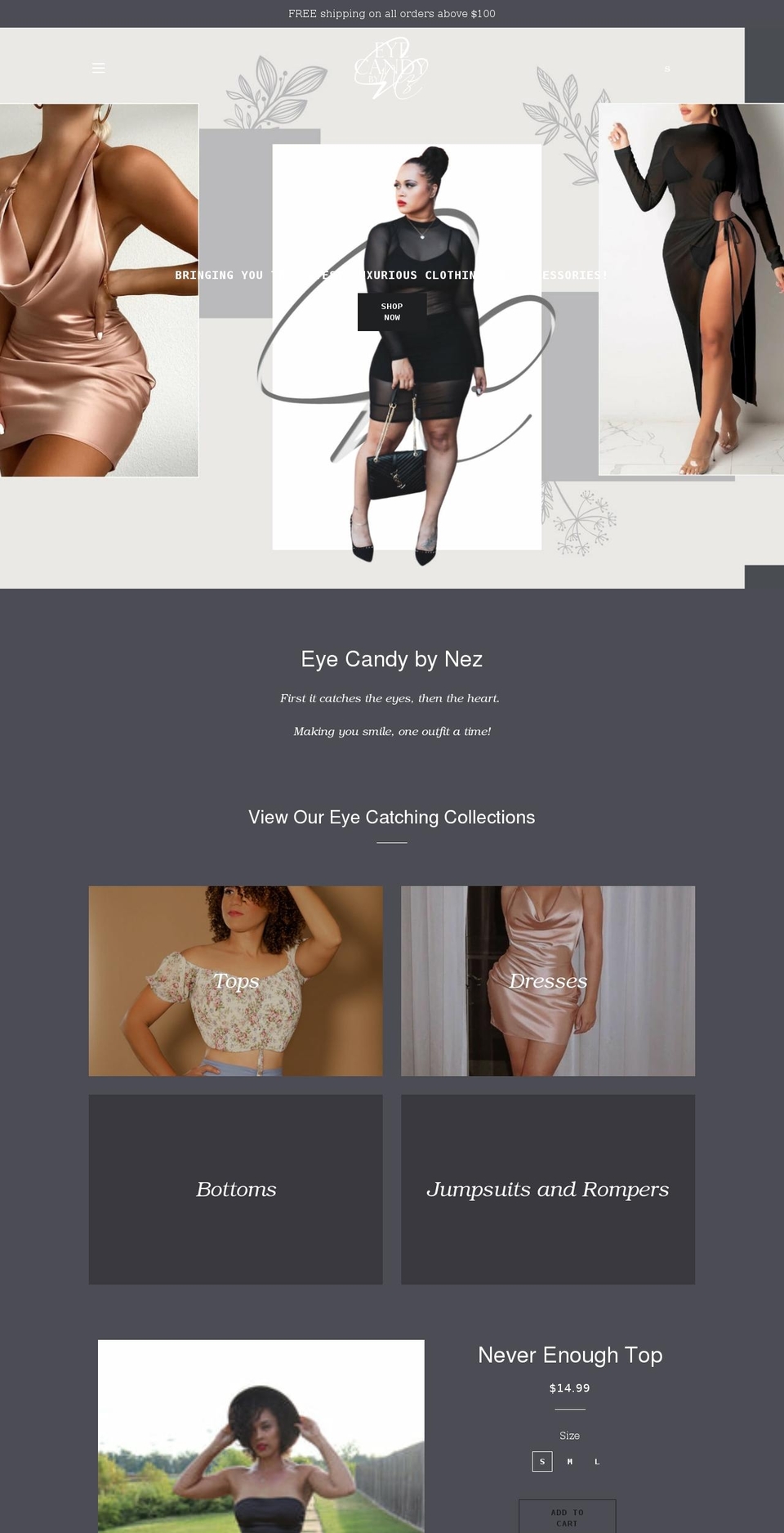 eyecandybynez.com shopify website screenshot