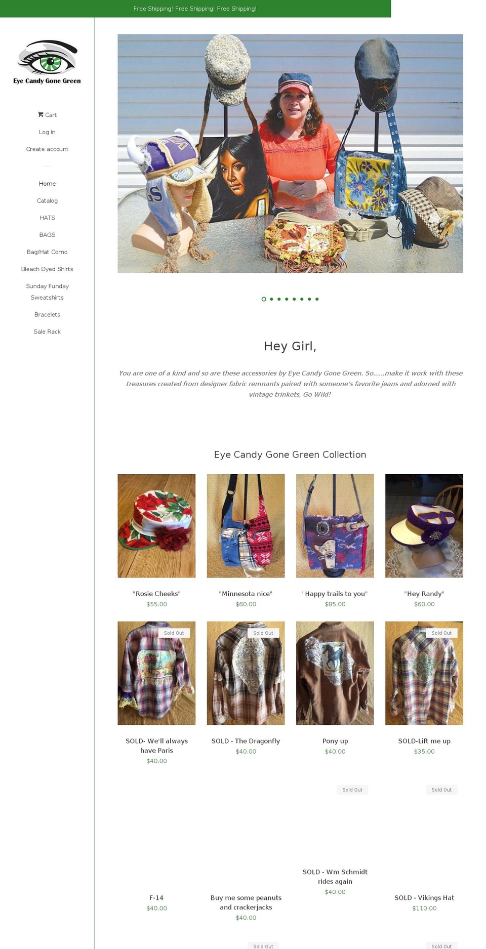 eyecandygonegreen.com — Shopify storefront screenshot