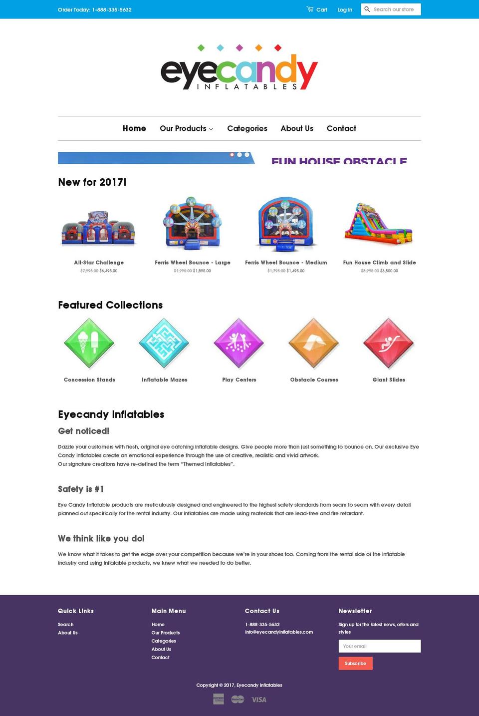 eyecandyinflatables.com shopify website screenshot