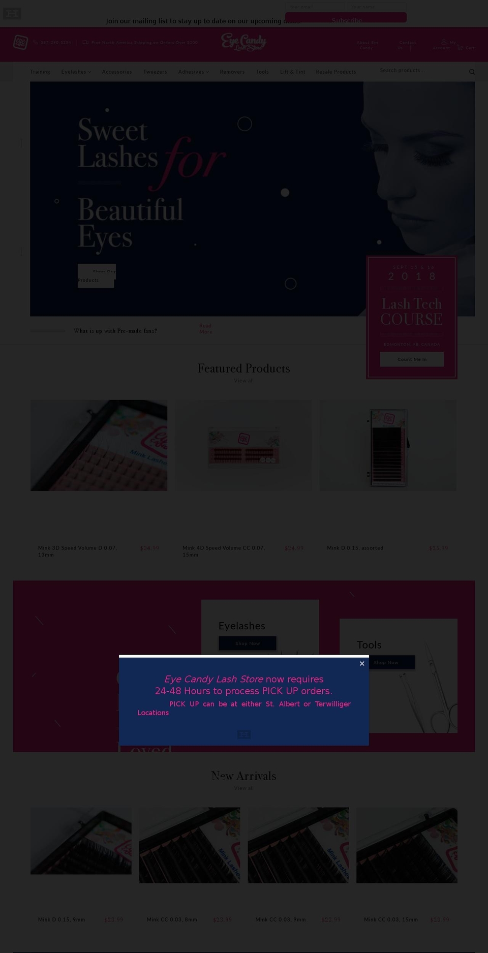 eyecandylashstore.com — Shopify storefront screenshot