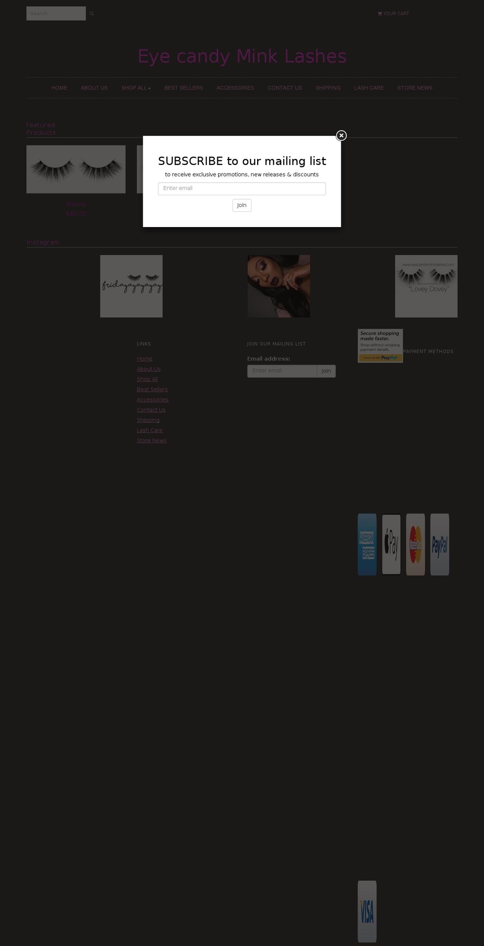 eyecandyminklashes.com shopify website screenshot