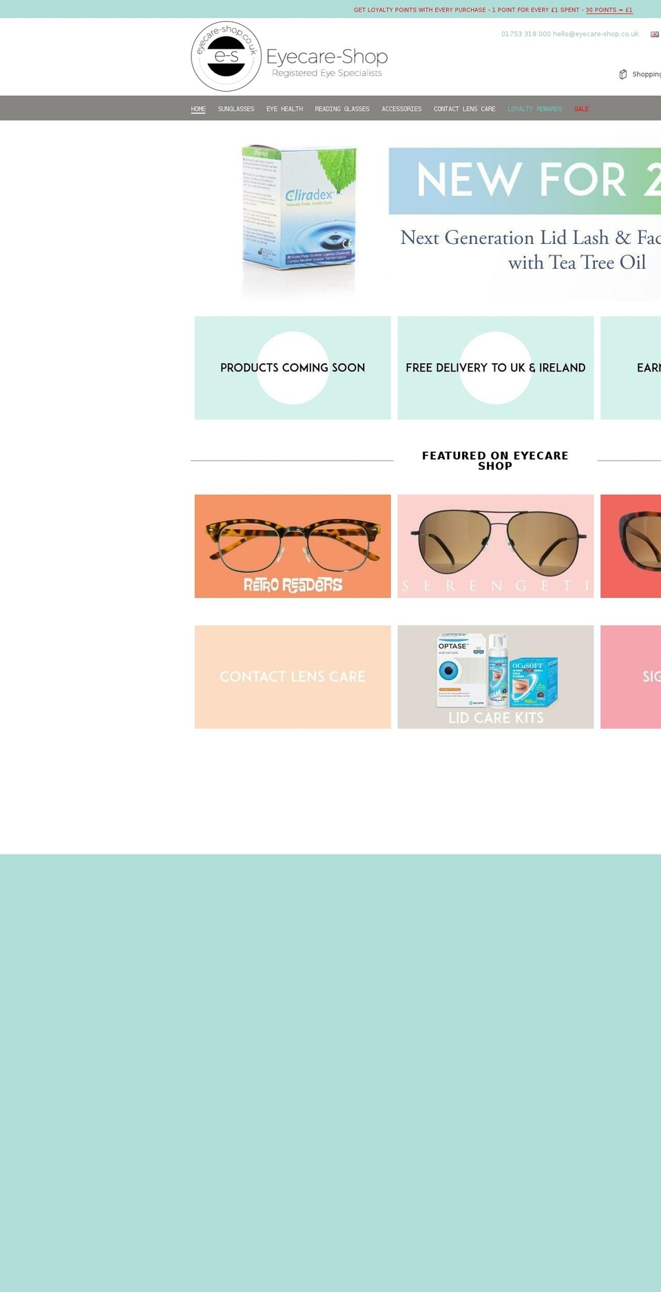 eyecare-shop.co.uk shopify website screenshot