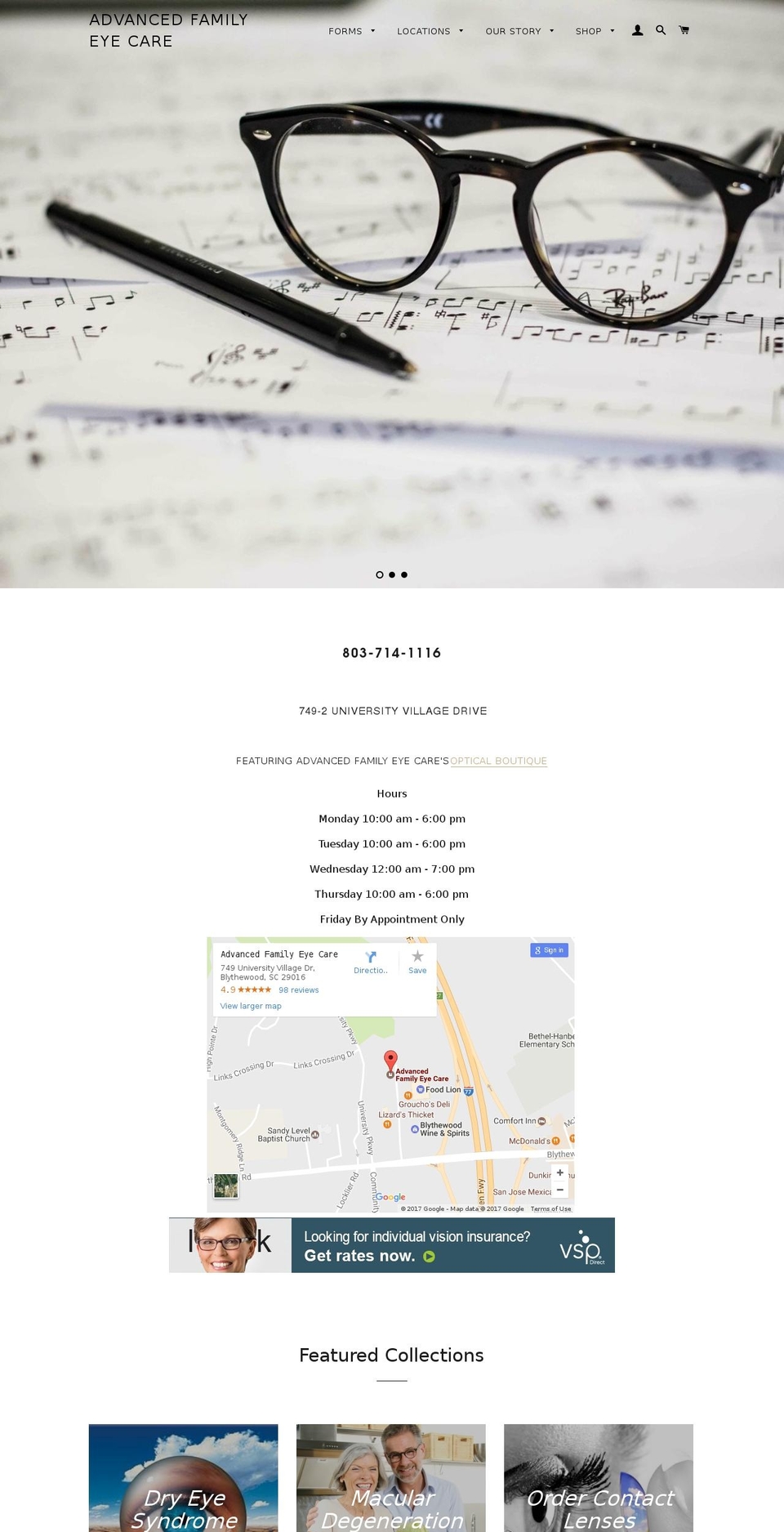 eyecareadvanced.com shopify website screenshot
