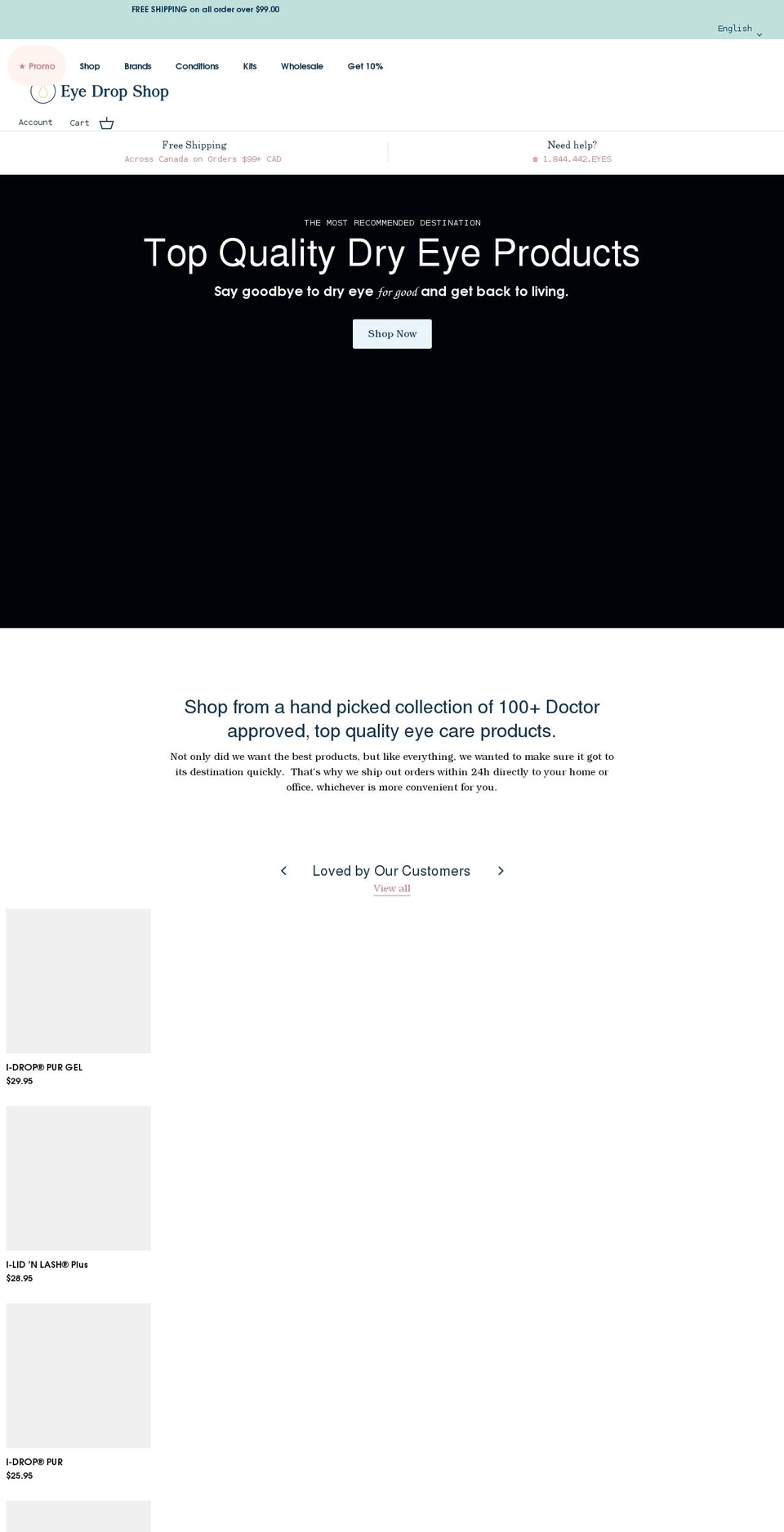 eyedropshop.ca shopify website screenshot