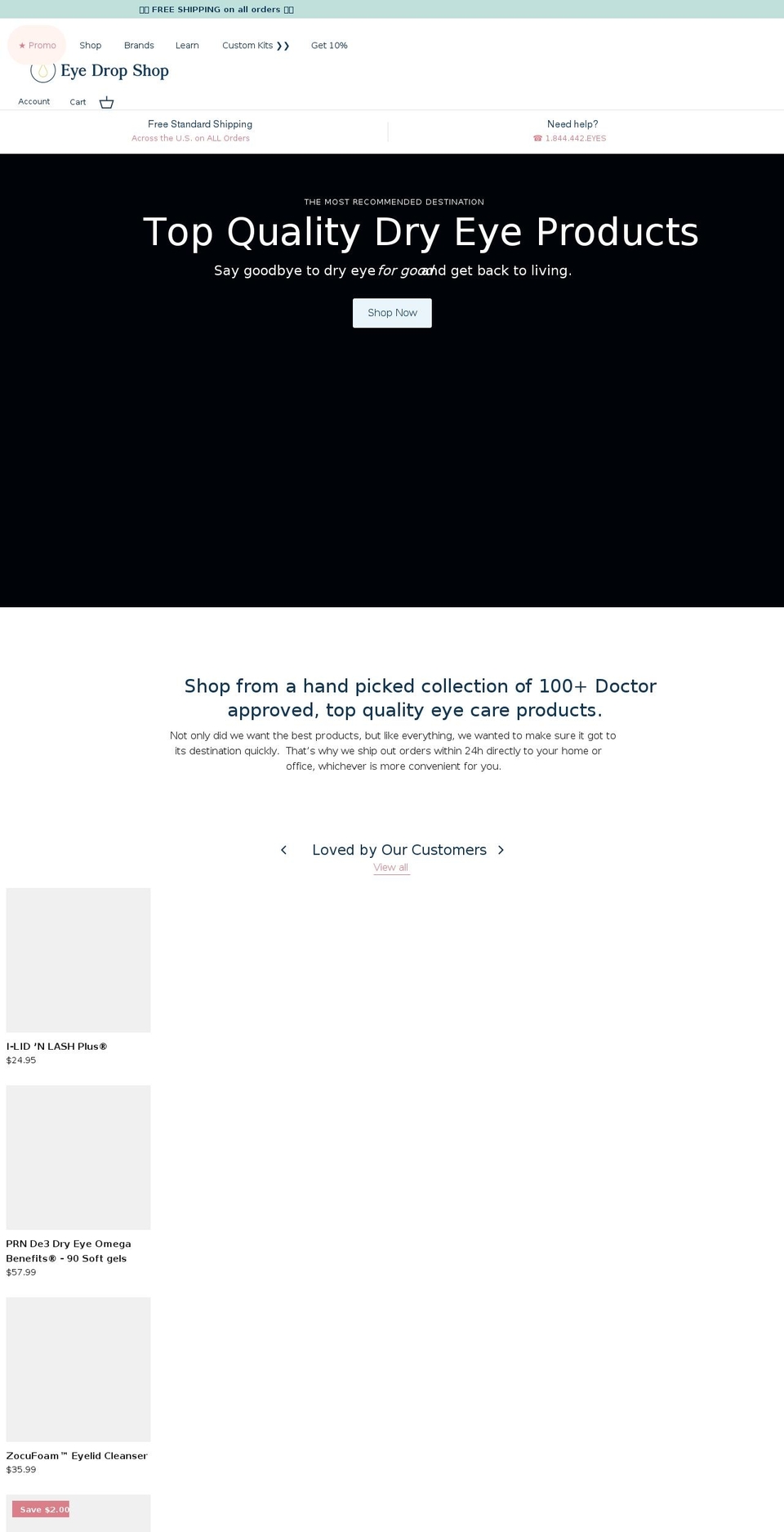 eyedropshop.com shopify website screenshot