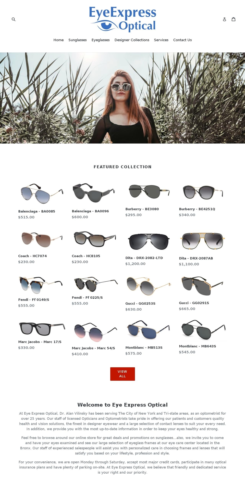 eyeexpressoptical.com shopify website screenshot