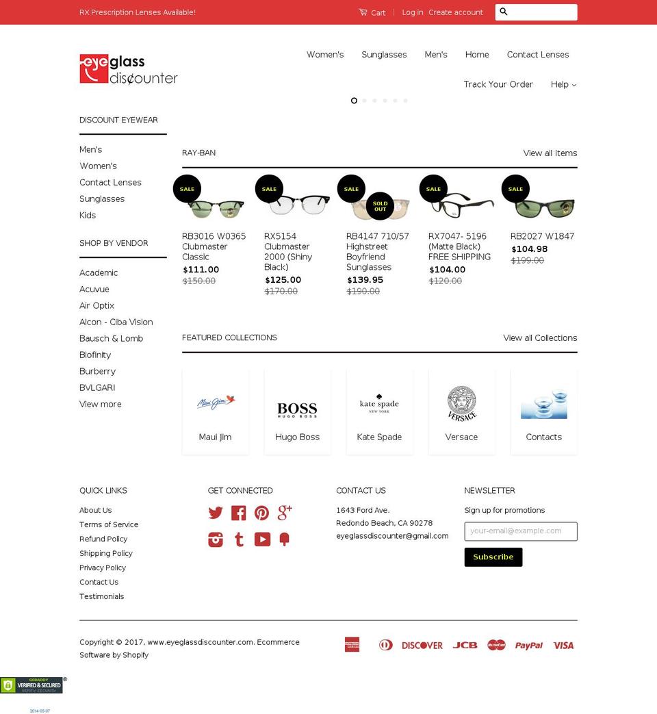 eyeglassdiscounter.com shopify website screenshot