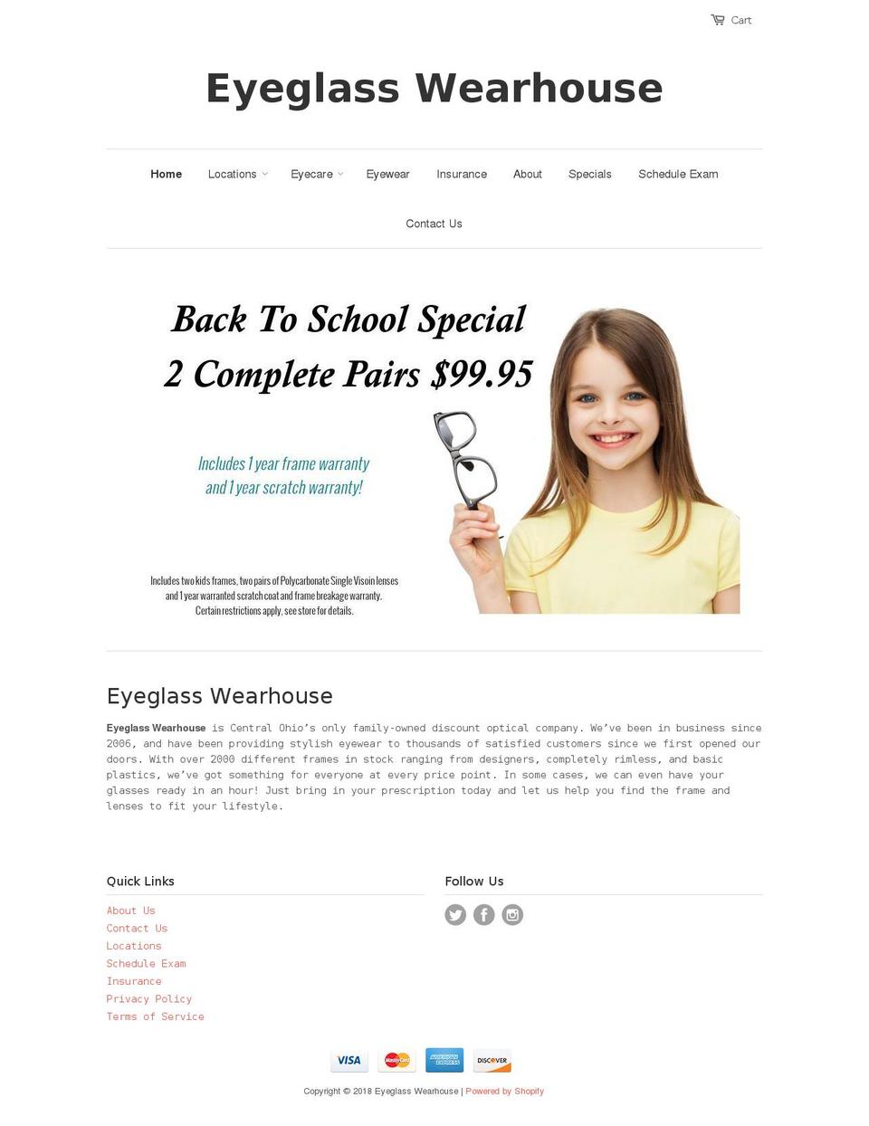 eyeglassescolumbus.com — Shopify storefront screenshot