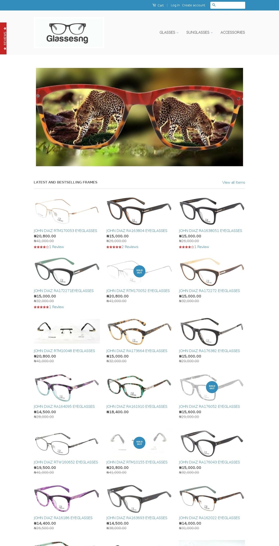 eyeglassesng.com shopify website screenshot