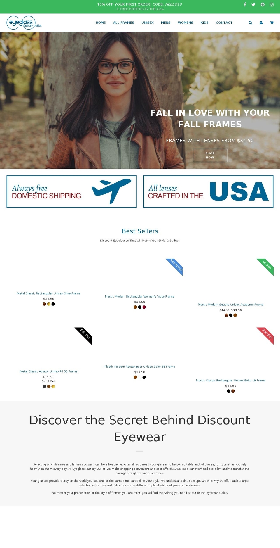 eyeglassesusa.com — Shopify storefront screenshot