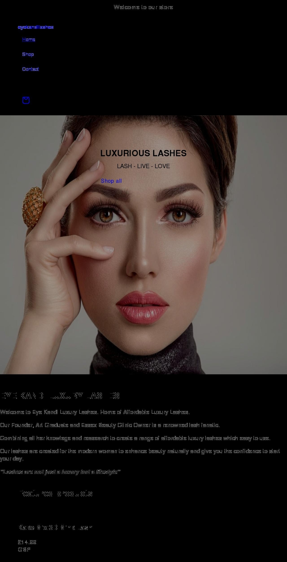 eyekandi.co.uk shopify website screenshot