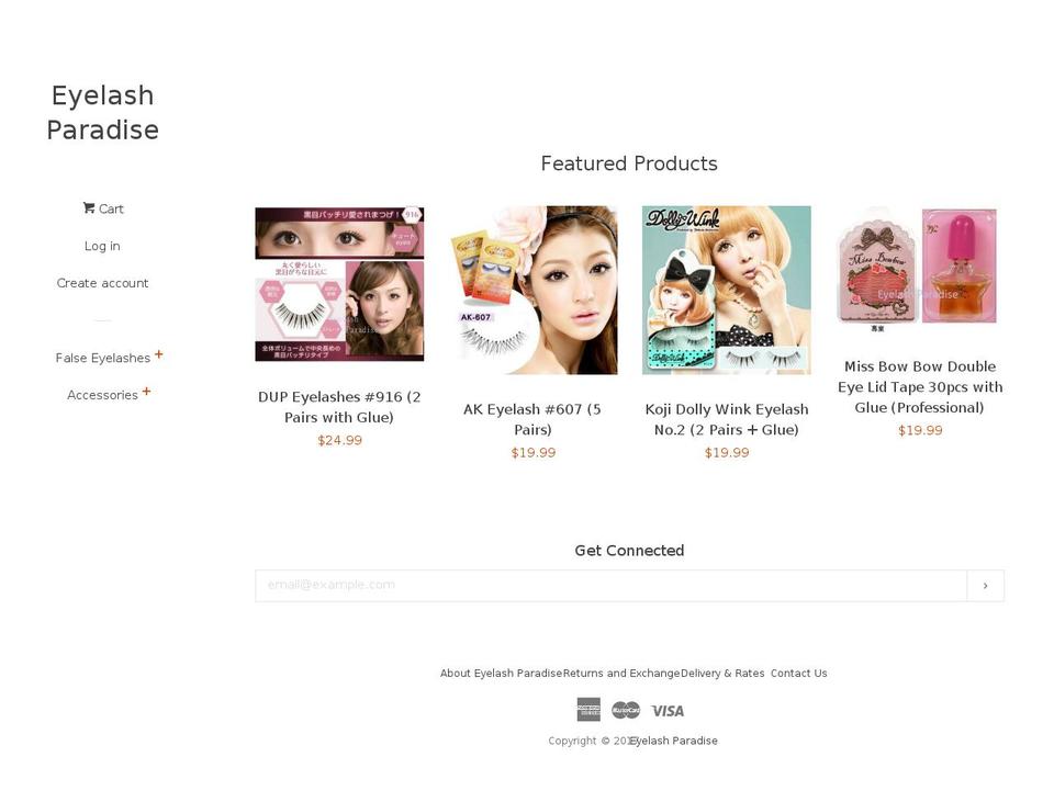 eyelash-paradise.com shopify website screenshot