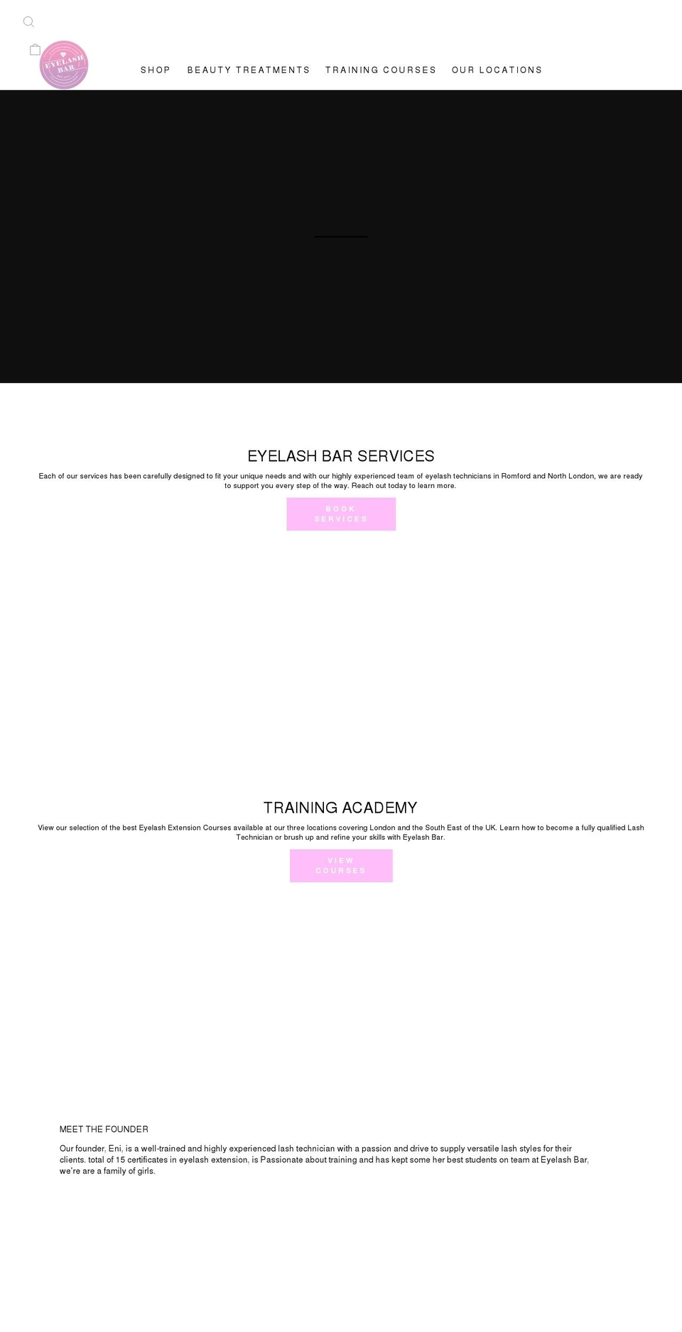 eyelashbar.co.uk shopify website screenshot