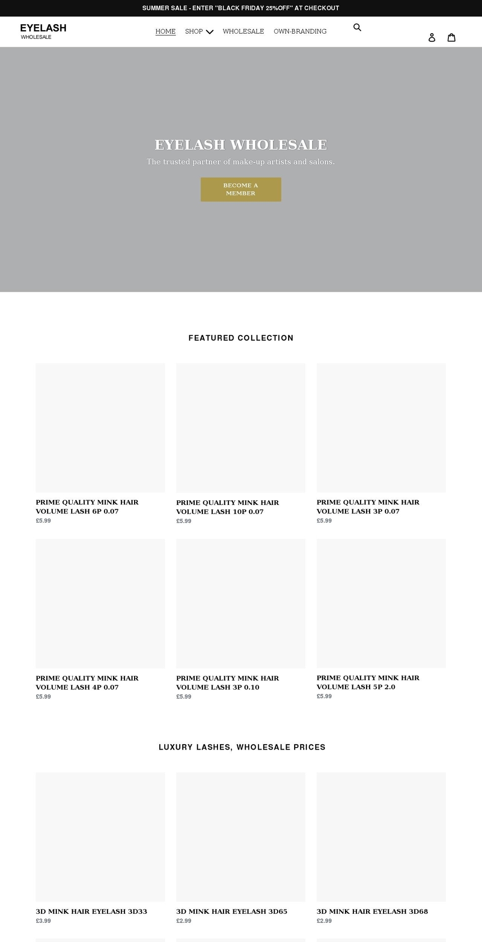 eyelashwholesale.com shopify website screenshot