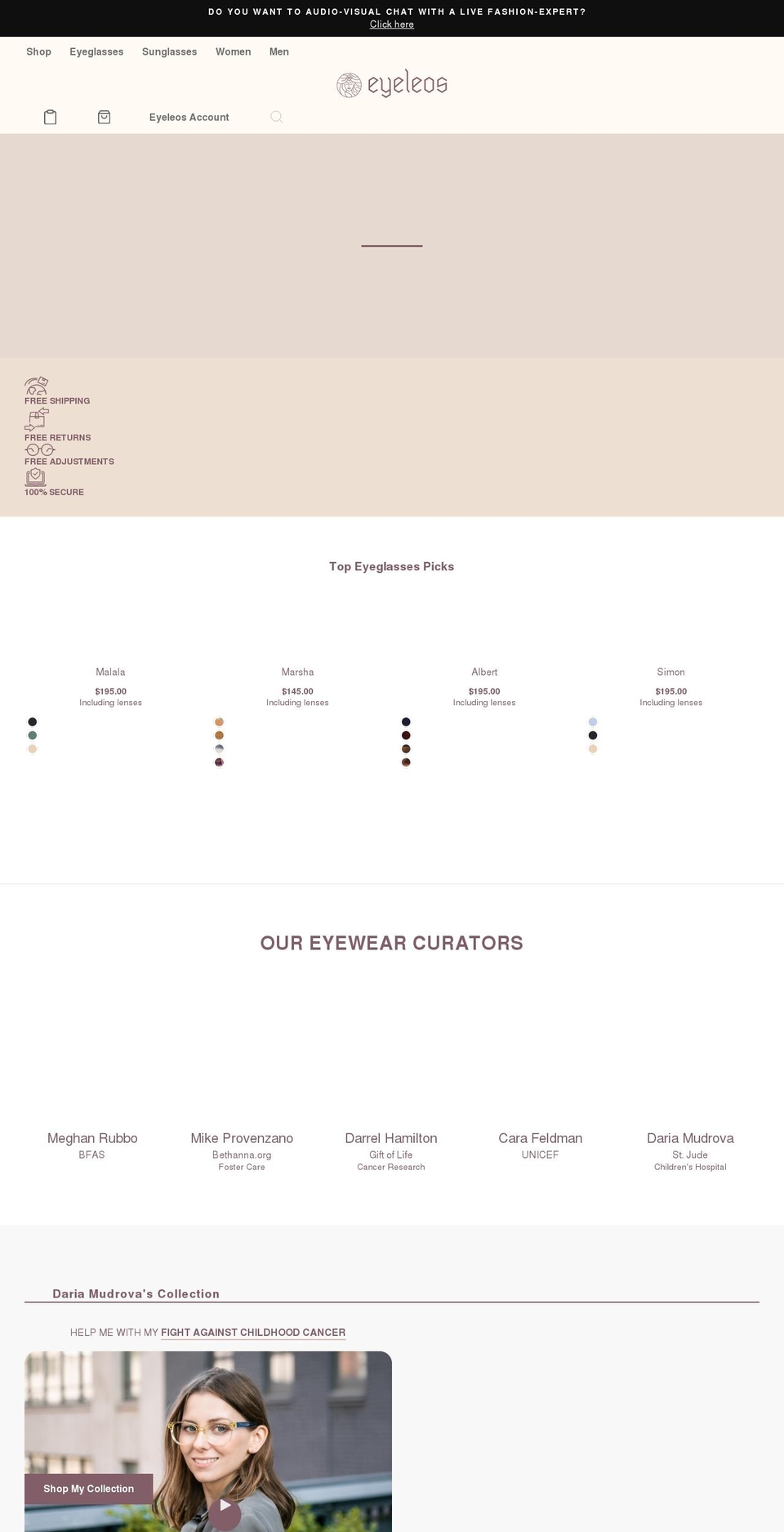 eyeleos.com shopify website screenshot