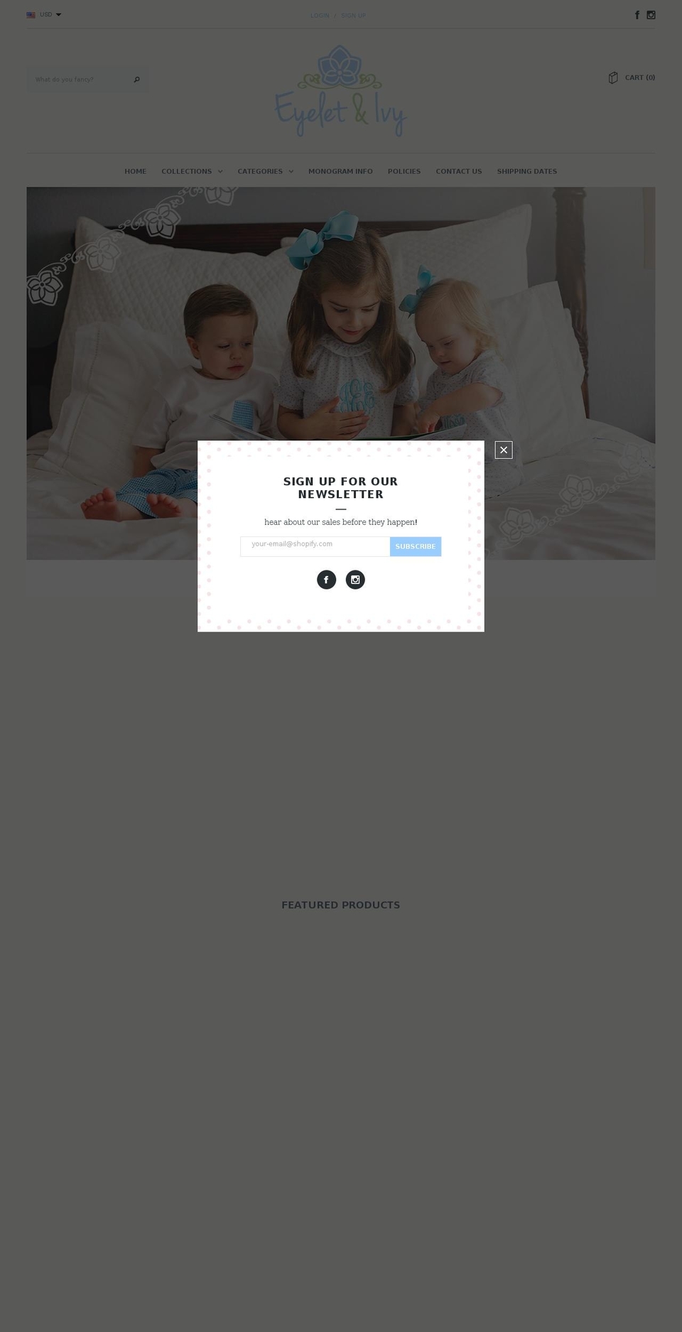 eyeletandivy.com shopify website screenshot