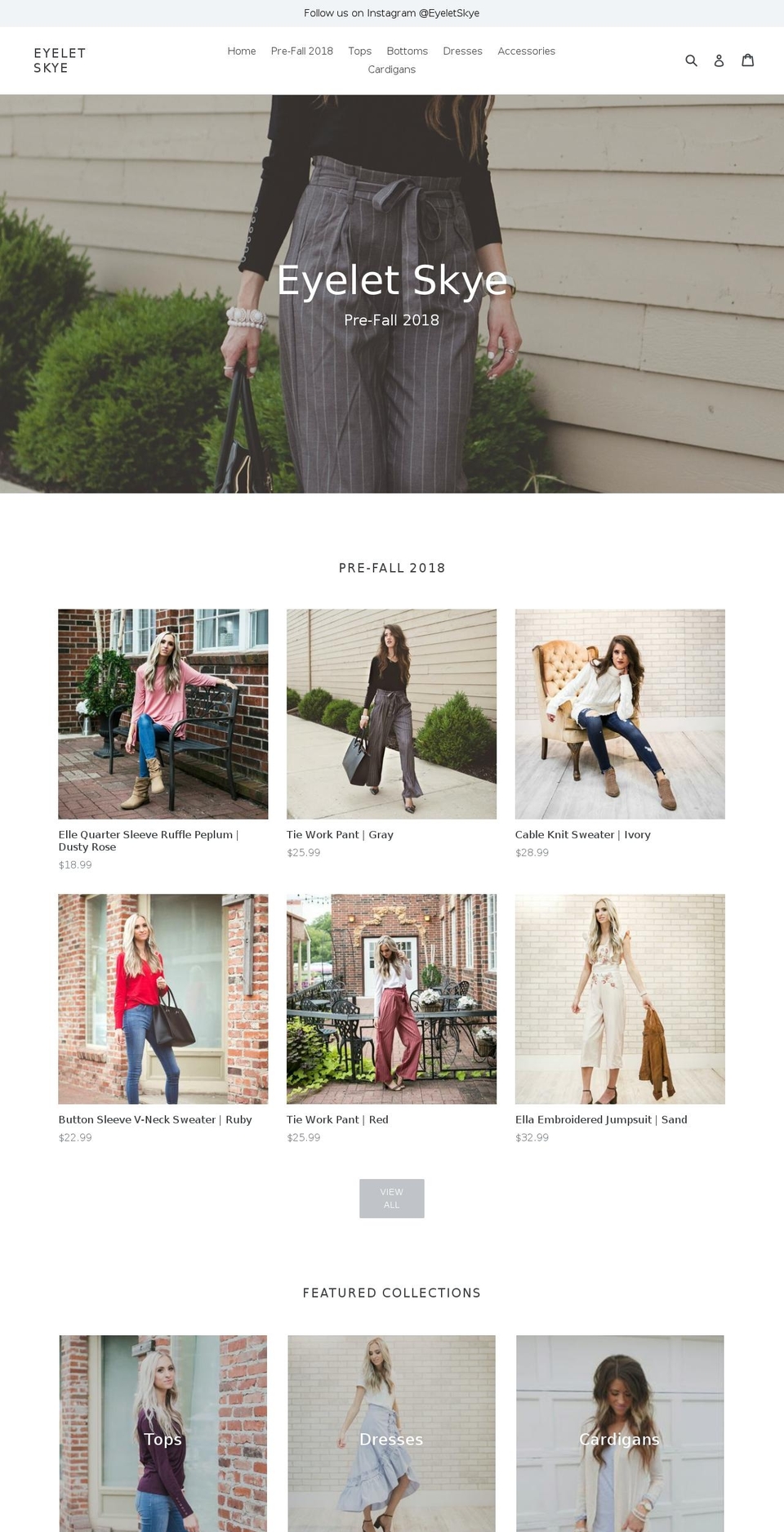 eyeletskye.com shopify website screenshot