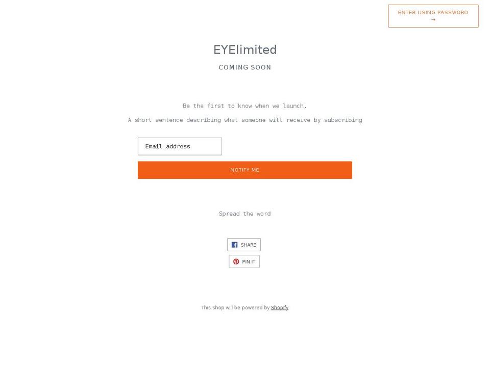 eyelimited.com shopify website screenshot