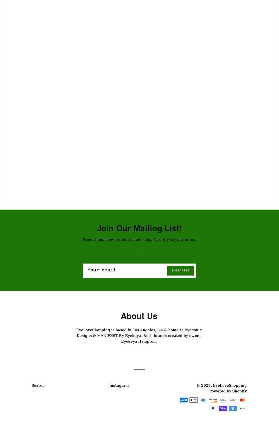 eyeloveshopping.com shopify website screenshot