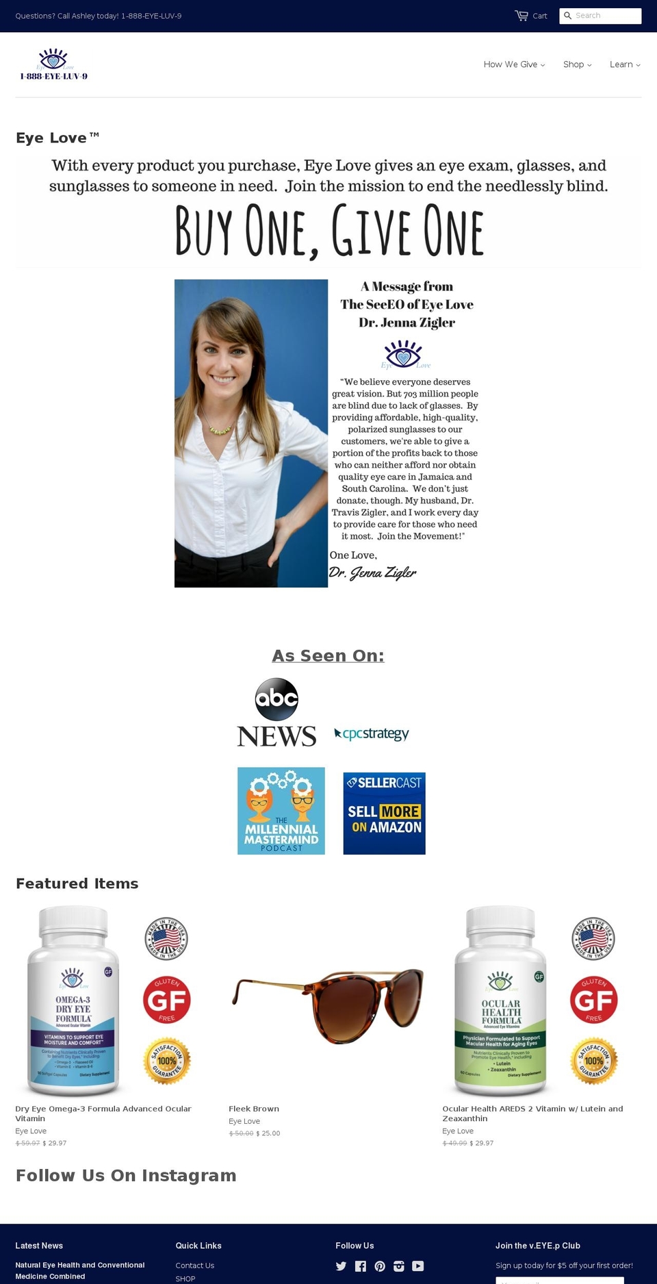 eyelovethesun.com shopify website screenshot