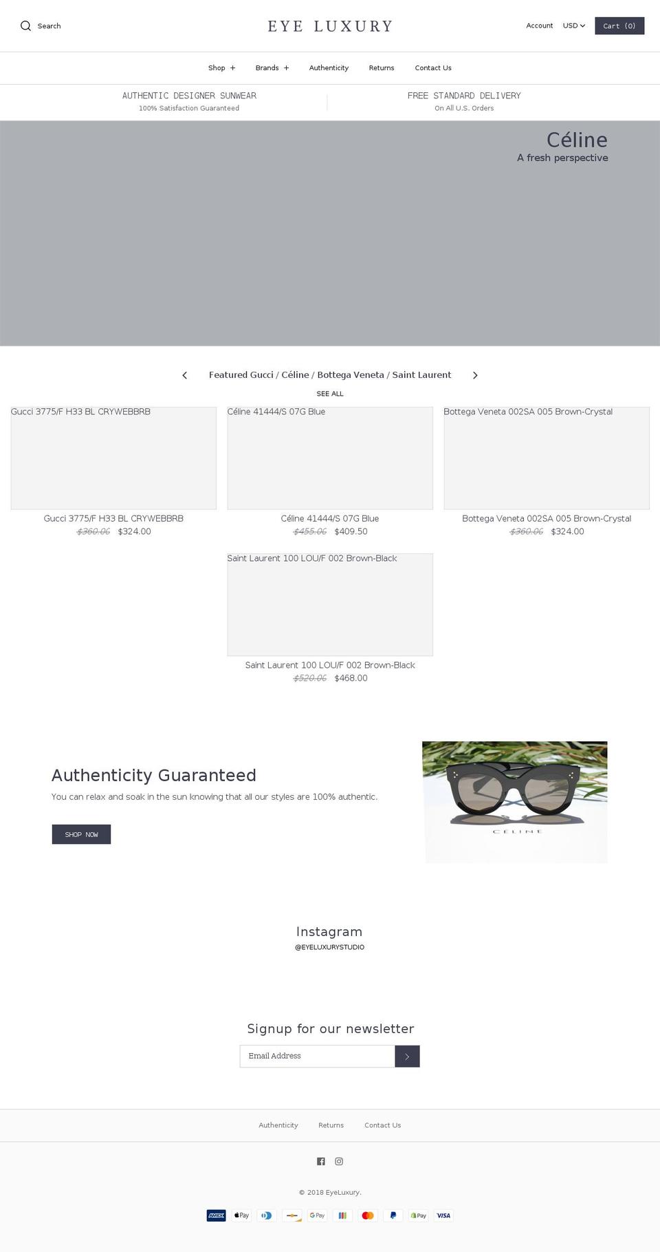 eyeluxury.com — Shopify storefront screenshot