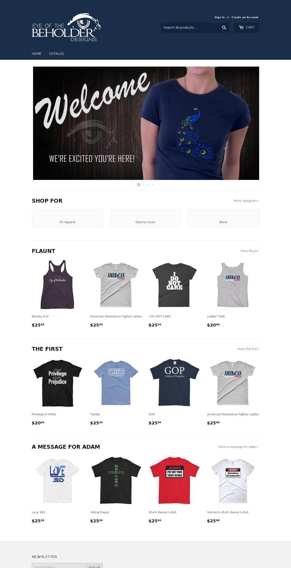 eyeofthebeholderdesigns.com — Shopify storefront screenshot