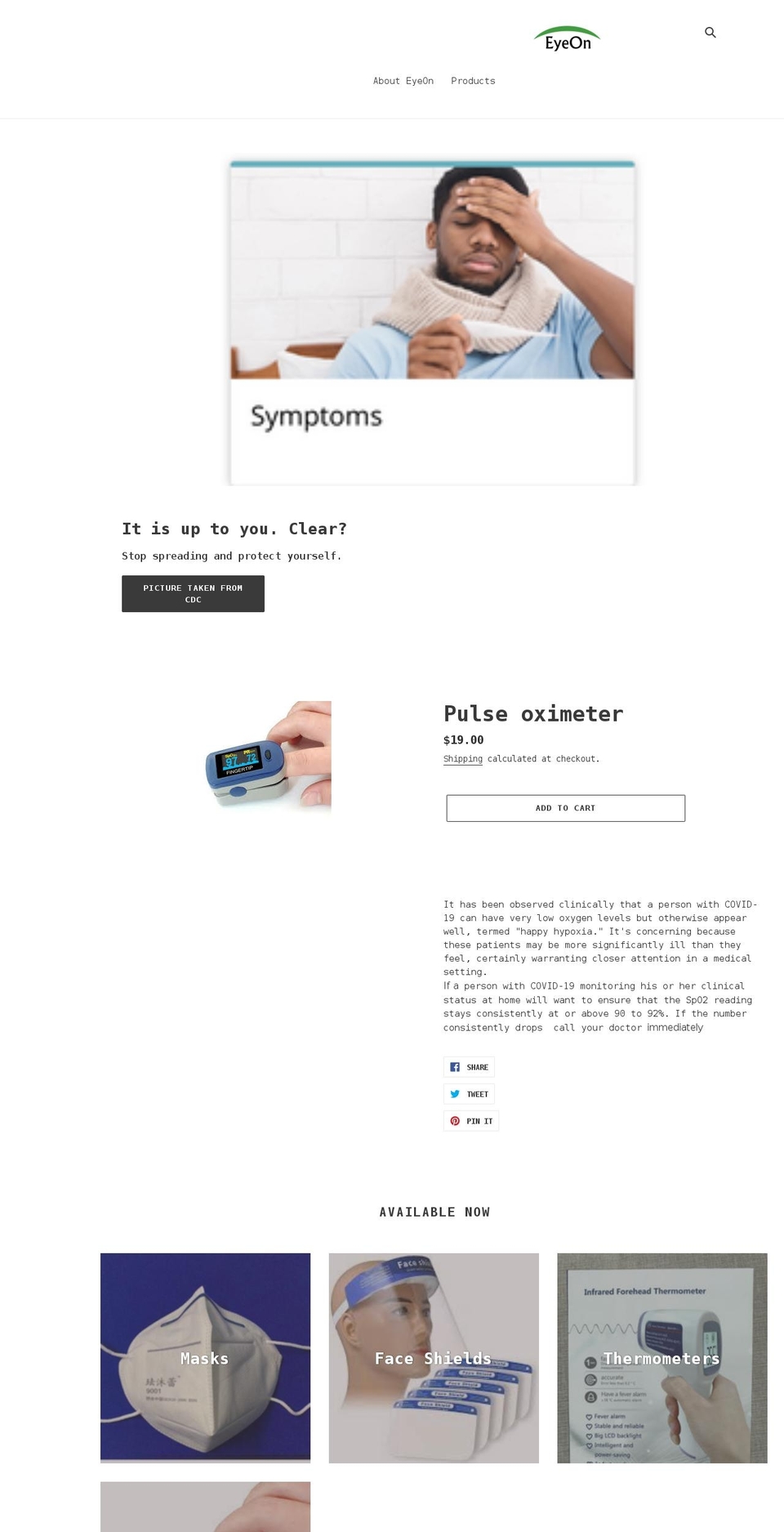 eyeon-medical.com shopify website screenshot